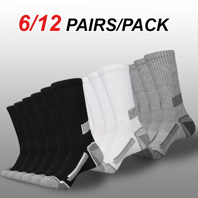 Sports Socks - 6/12 Pairs Men Mid Tube Sports